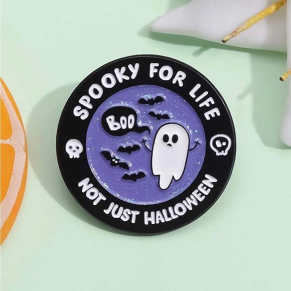 Spooky for Life Not Just Halloween Ghost Pin - Picture 1 of 3